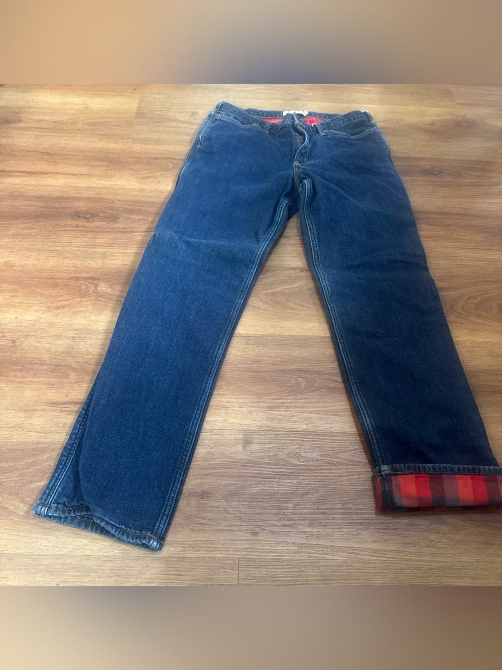Carhartt Jeans Womens 12 Blue Original Fit Straight Leg Flannel Lined Work P